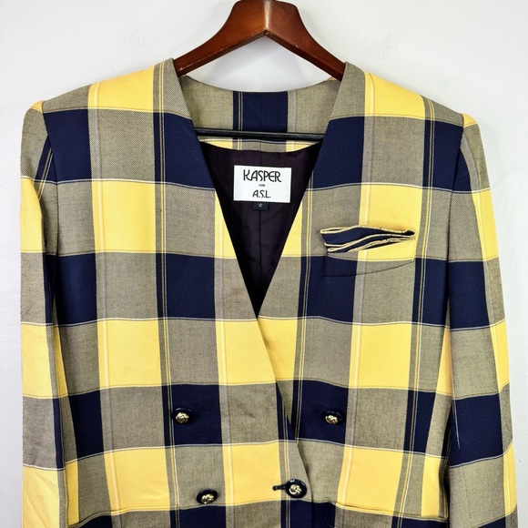Kasper For A.S.L Double Breasted Blazer Jacket Size 12 - Picture 3 of 11